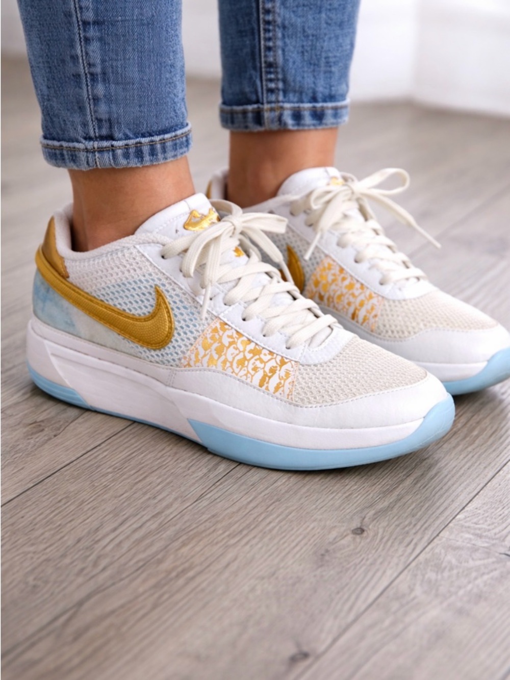 Nike Gold and White Athletic Shoes​